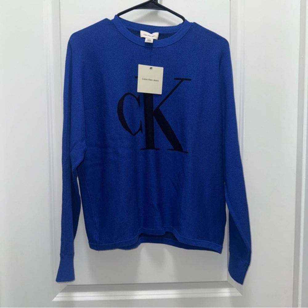 NWT Calvin Klein Jeans Cobalt Blue CK Sweater